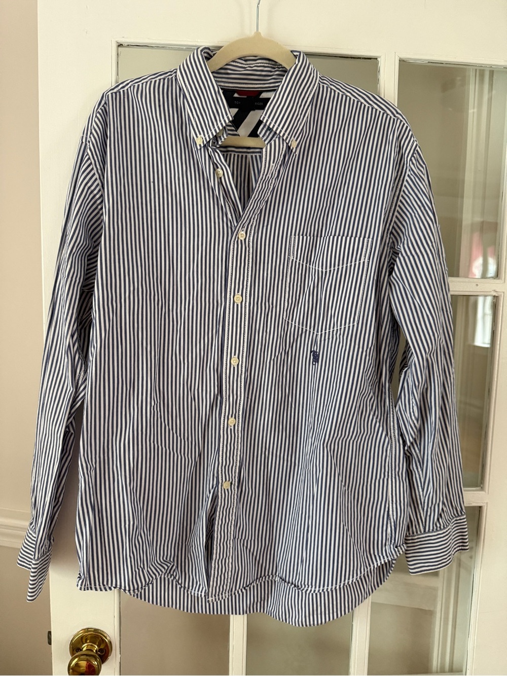 Tommy Hilfiger Navy & White Vertical Stripe Button-Down Shirt